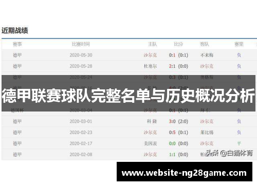 德甲联赛球队完整名单与历史概况分析