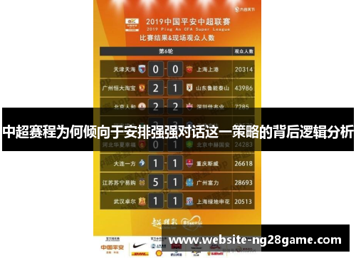 中超赛程为何倾向于安排强强对话这一策略的背后逻辑分析
